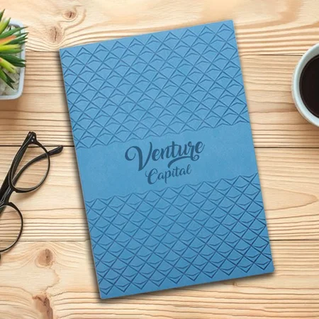 Blue Customized Dune A5 Notebook with Memorandum & Bookmark Ribbon