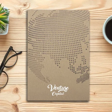 Beige Globe A5 Notebook with Memorandum, Month Planner & Bookmark Ribbon | 176 Writing Pages