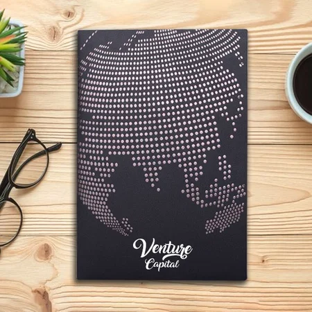 Black Globe A5 Notebook with Memorandum, Month Planner & Bookmark Ribbon | 176 Writing Pages