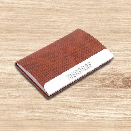 Brown Customized Stainless Steel Magnetic Visiting Card holder