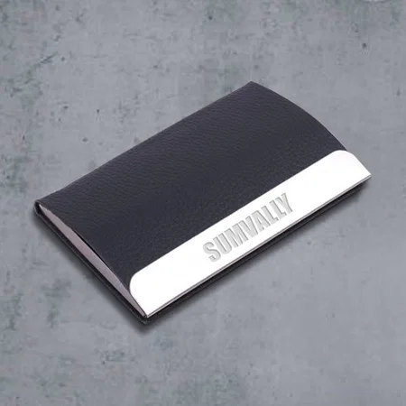Grey Customized Stainless Steel Magnetic Visiting Card Holder