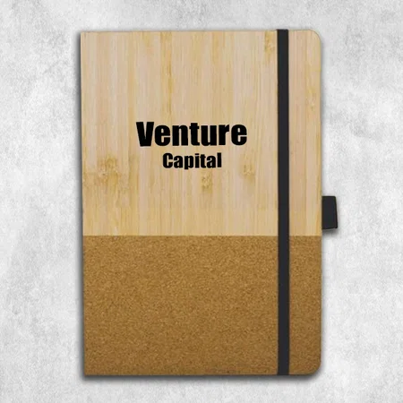 Brown Customized Bamboo Cork Notebook with Elastic Fastener