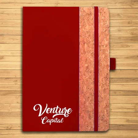 Red Customized PU Cork Notebook with Elastic Fastener | 160 inner pages