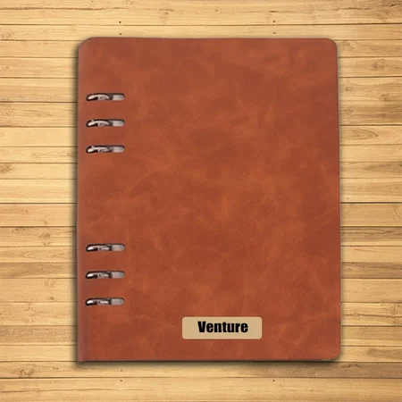 Brown Customized Personal Organizer with Card & Pen Slots | Metal Plate Included