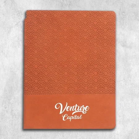 Brown Customized A5 Notebook with Pen Holder Slot and Bookmark Ribbon with Metal Clip