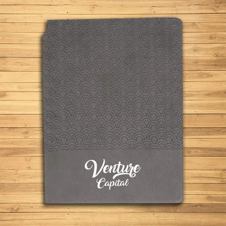 Grey Customized A5 Notebook with Pen Holder Slot and Bookmark Ribbon with Metal Clip