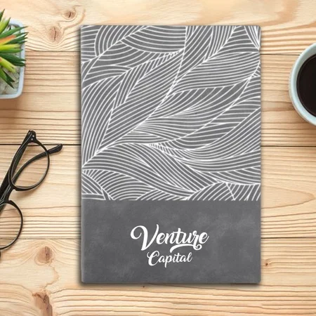 Grey Customized Leaf A5 Notebook with Memorandum and Bookmark Ribbon