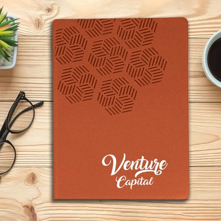 Brown Customized A5 Notebook with Memorandum and Bookmark Ribbon | HD Texture PU