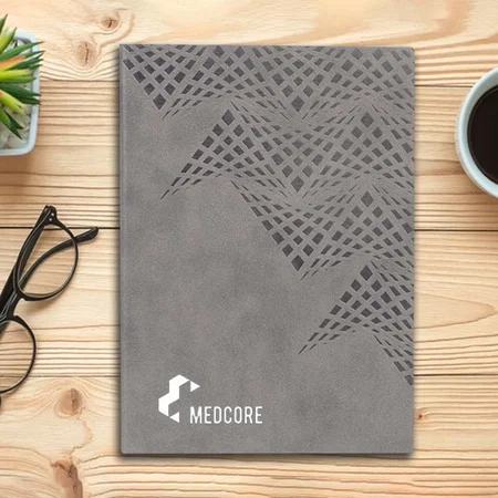 Grey Customized A5 Notebook with Memorandum and Bookmark Ribbon