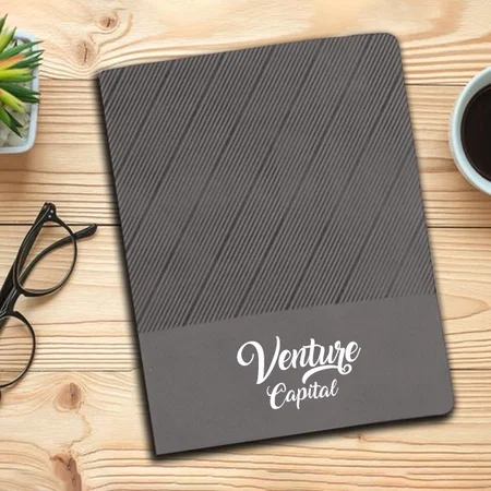 Grey Customized Slant A5 Notebook with Memorandum and Bookmark Ribbon