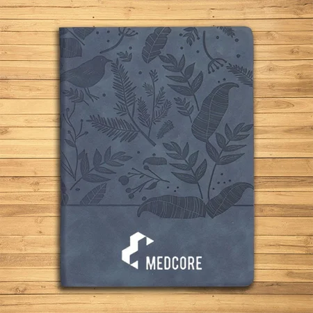 Blue Customized Garden A5 Notebook with Memorandum and Bookmark Ribbon