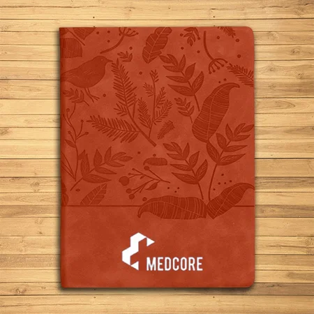 Brown Customized Garden A5 Notebook with Memorandum and Bookmark Ribbon