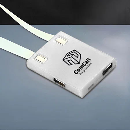 White Customized USB Hub With Detachable Cable (iOS, Micro, Type C) | 3 USB Ports
