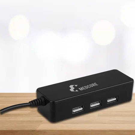 Black Customized USB Hub With 4 USB Outputs | Type C Output Port | 1 mtr Cable