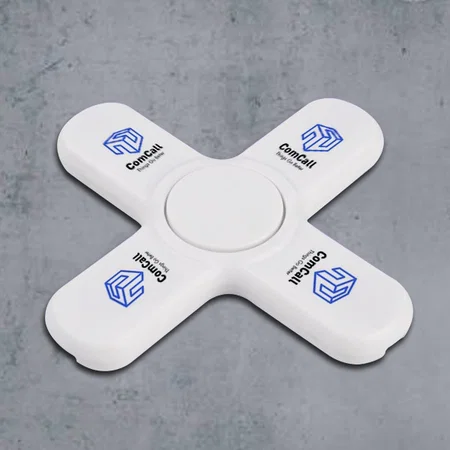 White Customized Spinner Charging Cable with 4 Spokes | Dual Input USB A & C | Supports Output to all Phones