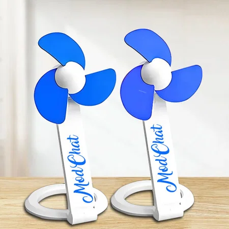 Blue Customized Folding Table USB Fan with Safety Blades and USB Cable