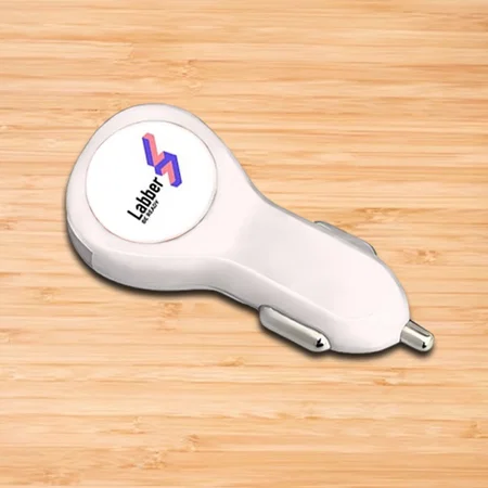 White Customized Glow In The Dark Dual Car Charger