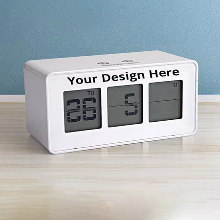 White Customized Flip display digital clock with touch light / snooze function