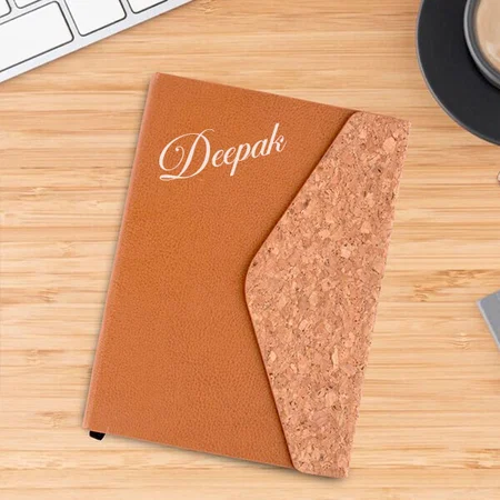 Brown Sustainable Customized Cork Magnetic Envelope style Notebook with recycled pages