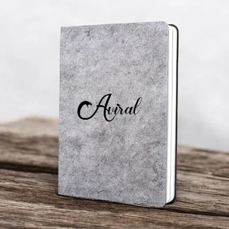 Grey Customized EcoFelt Notebook with bookmark ribbon