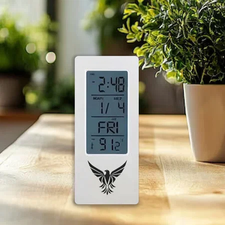 White Customized  See Thru clock with temperature | Can be used as wall or table clock