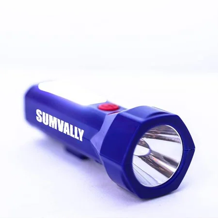 Blue Customized Hexa Plastic Torch with Lamp (Magnetic)