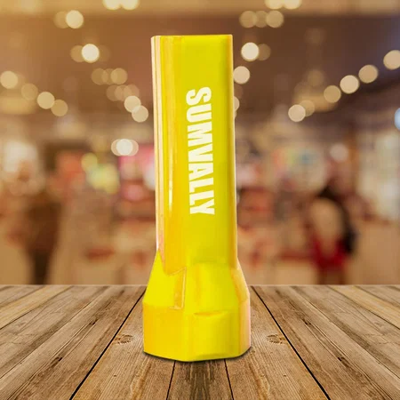 Yellow Customized Hexa Plastic Torch with Lamp (Magnetic)
