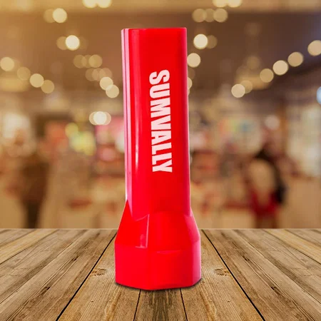Red Customized Hexa Plastic Torch with Lamp (Magnetic)