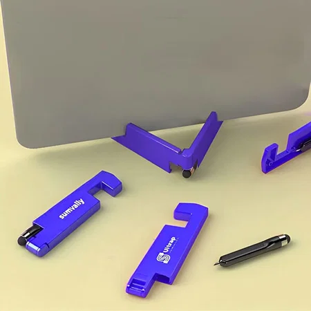 Blue Customized Mobile & Tablet Stand With Stylus And Pen