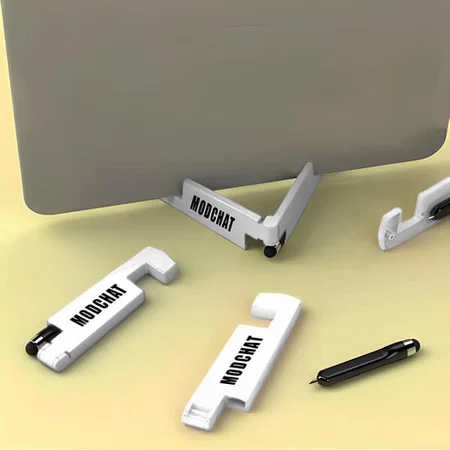 White Customized Mobile & Tablet Stand With Stylus And Pen