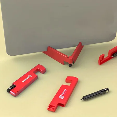 Red Customized Mobile & Tablet Stand With Stylus And Pen