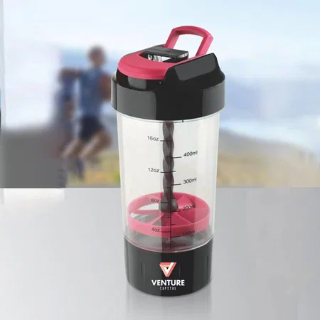Purple Customized Shaker With Mixer Handle (With Supplement Basket)