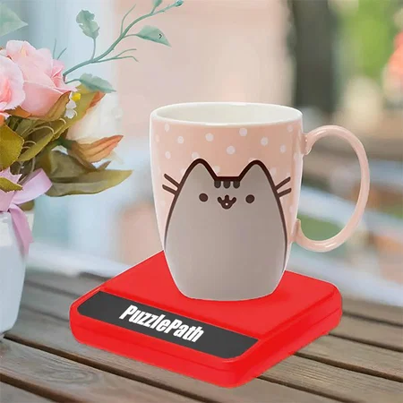 Red Customized Coaster with Reverse Logo Highlight | With Black Plate (Batteries Included)