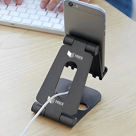 Black Customized Folding Metal Mobile Stand for Smartphones and Tabs