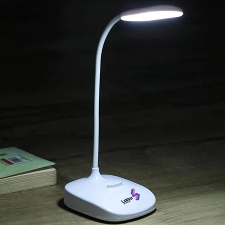 White Customized Rechargeable Flexi Table Lamp With Mobile Stand | 3 Step Dimmer Control | Feather Touch Button
