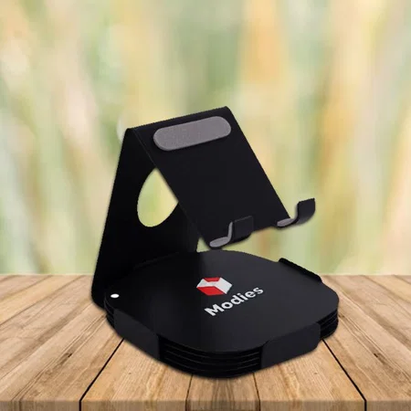 Black Customized Metal Mobile Stand With 4 Coasters