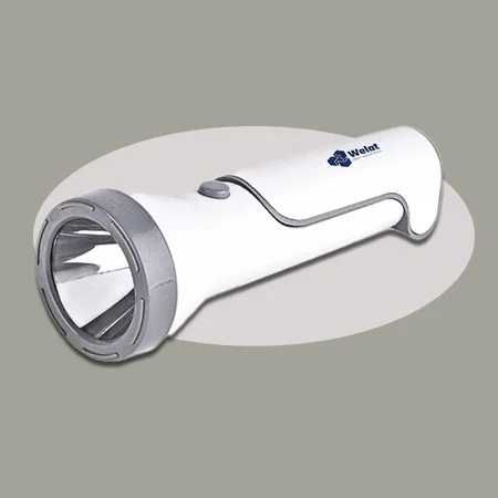 White Customized Rechargeable Torch with Folding Lamp | 1200 mAh Rechargeable Battery | Type C Charging Port