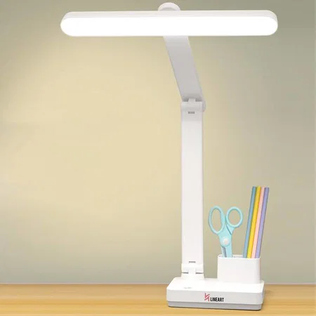 White Customized Rechargeable Folding LED Lamp With Touch Panel Brightness Adjustment | Pen & Mobile Stand