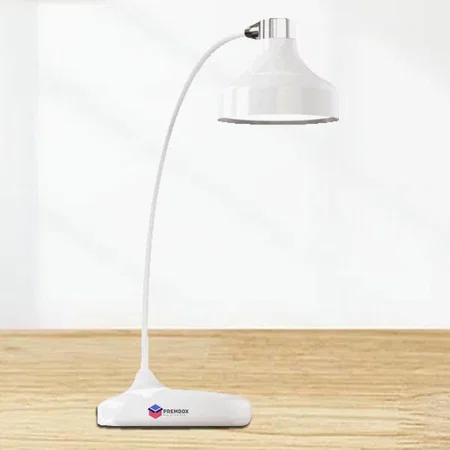 White Customized Rechargeable LED Lamp | 3 Color Light with Brightness Adjustment | Type C Charging
