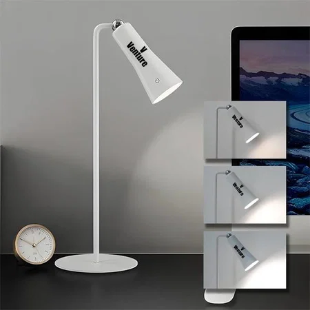 White Customized Rechargeable Lamp with Detachable Head | 3 Color Light | Detachable Head to Use as Torch | Durable Metal Neck