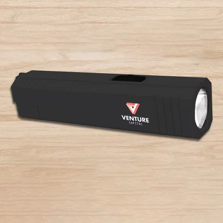 Black Customized Rechargeable Torch with Emergency Lamp | Type C Charging