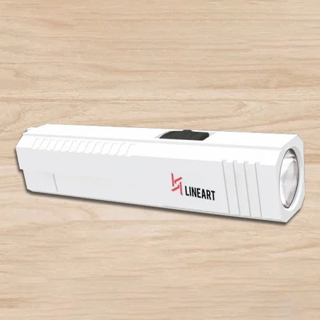 White Customized Rechargeable Torch with Emergency Lamp | Type C Charging