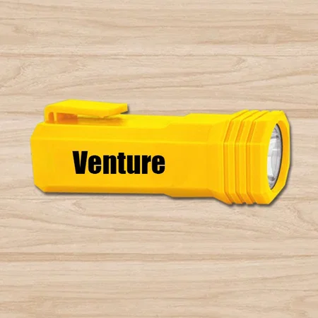 Yellow Customized Rechargeable Torch with 2 Light Modes, Blinker and Emergency Lamp | Type C Charging | With Pocket Clip