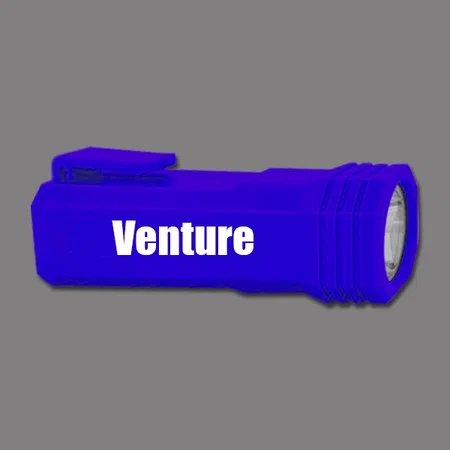 Blue Customized Rechargeable Torch with 2 Light Modes, Blinker and Emergency Lamp | Type C Charging | With Pocket Clip