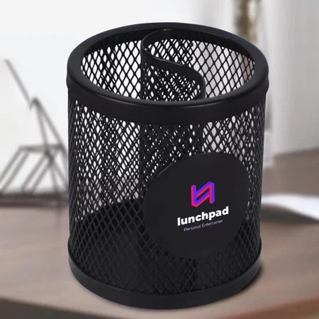 Black Customized Round Wiro tumbler with S shape partition & Round Branding Plate