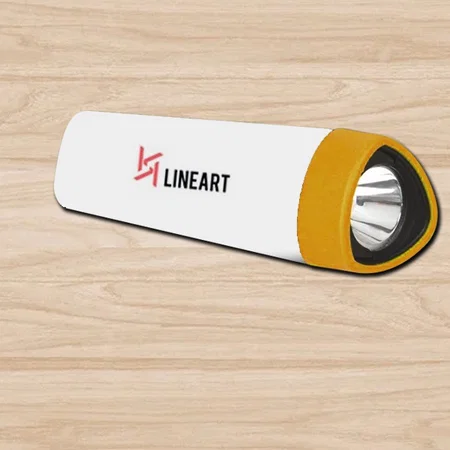White Customized Rechargeable Torch with 2 Light Modes, Blinker and Lamp with Emergency Mode | Type C Charging