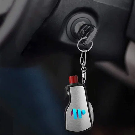 Black Customized 6 in 1 Keychain With Glass Window Breaker & LED Torch