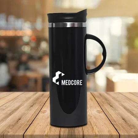 Black Customized Stainless steel Double Wall Mug (425 ml approx)