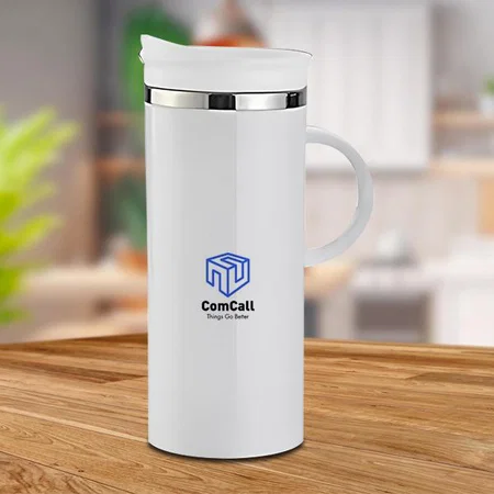 White Customized Stainless Steel Double Wall Mug (425 ml approx)