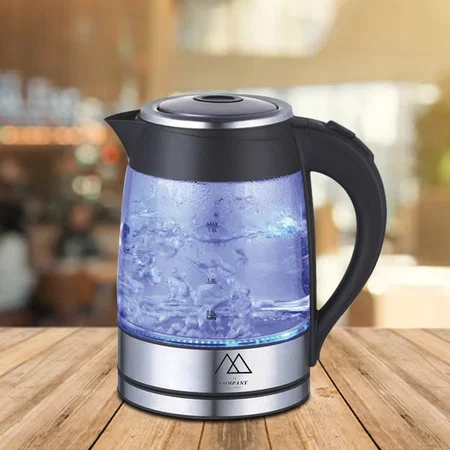 Black Customized Sleek Glass Kettle With LED Illumination (1.8 L)
